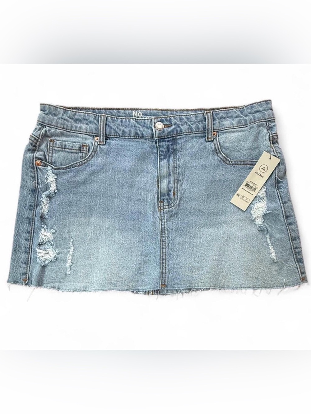 No Boundaries Light Blue Distressed Denim Mini Skirt
